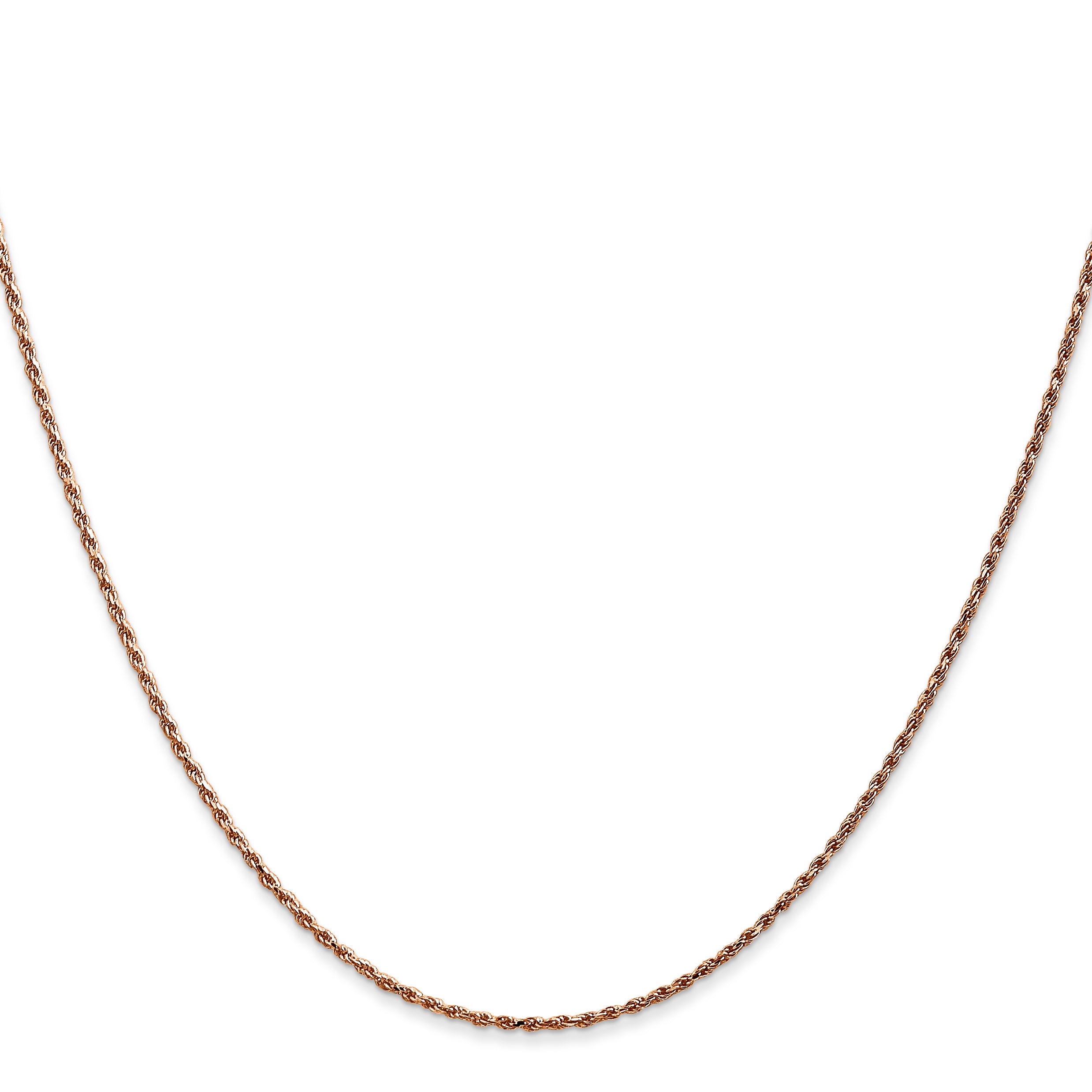 14K Rose Gold Solid Diamond-Cut Rope Chain Necklace 1mm