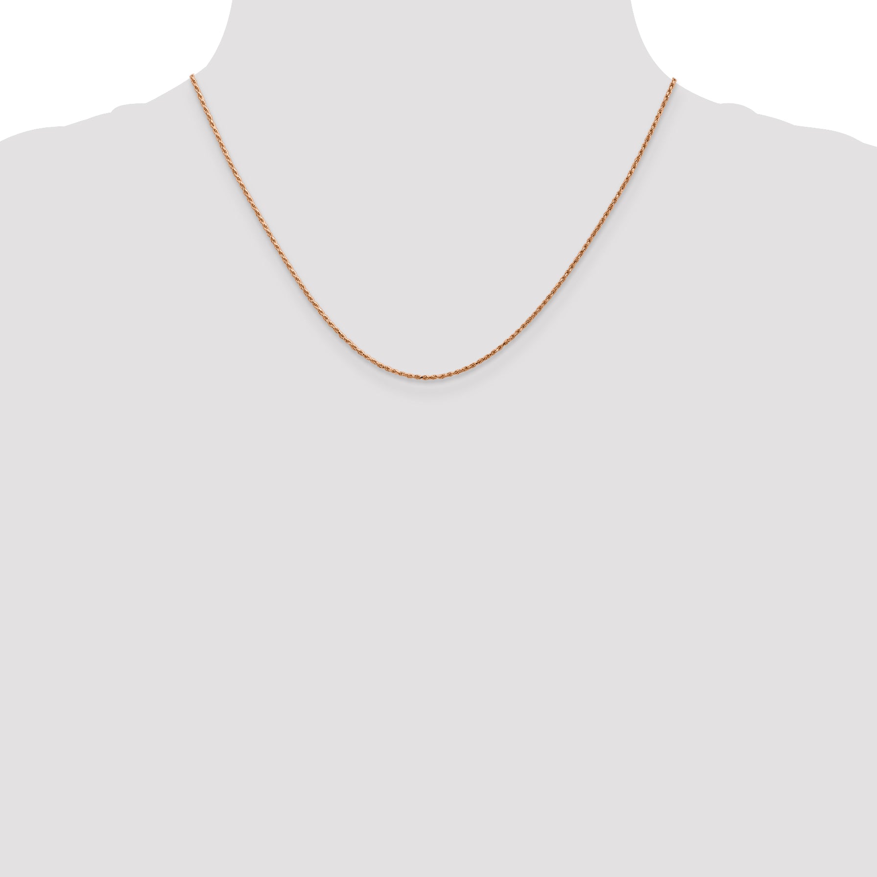 14K Rose Gold Solid Diamond-Cut Rope Chain Necklace 1mm