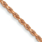 14K Rose Gold 16 inch 1mm Diamond-Cut Man Made Rope with Lobster Clasp Chain