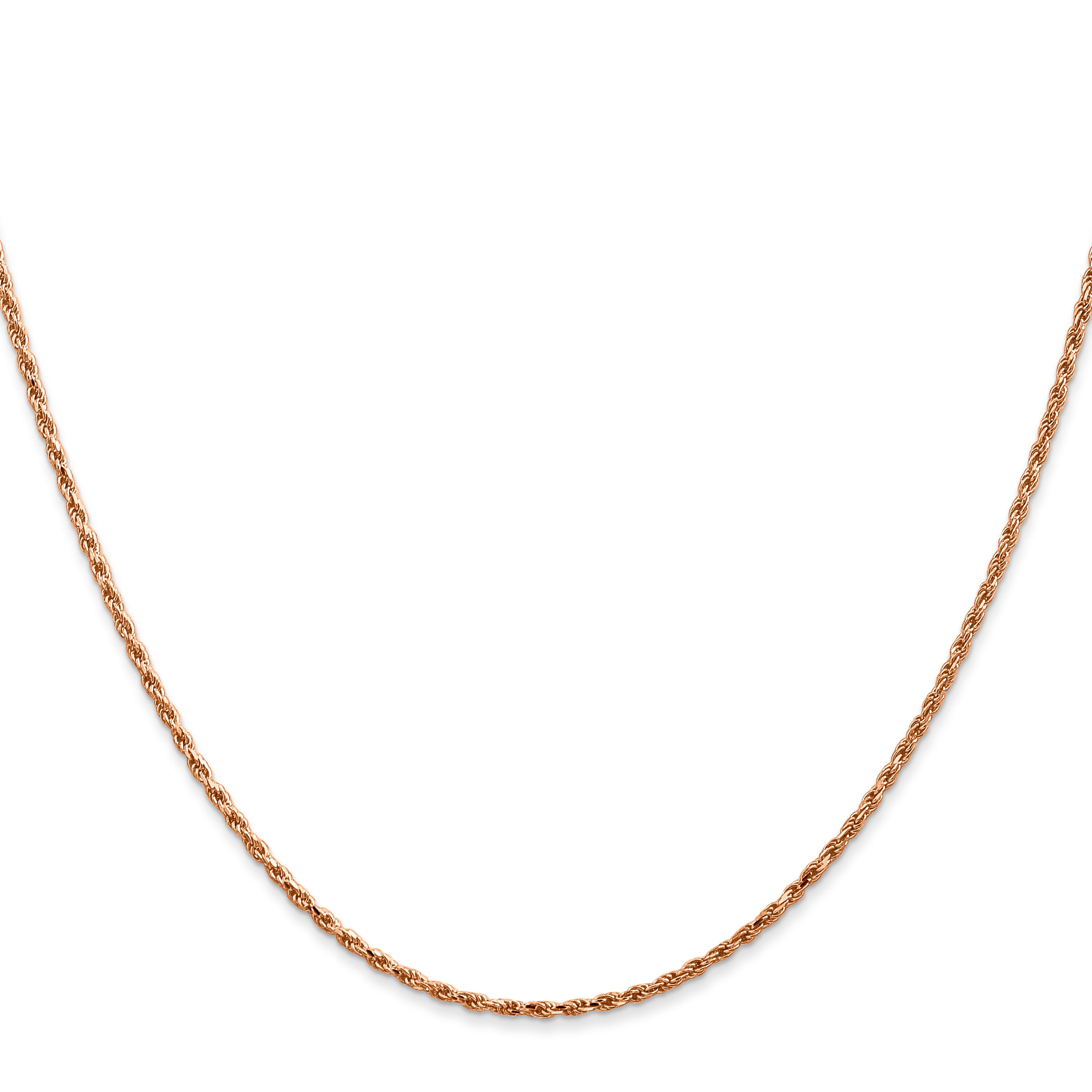 14K Rose Gold Solid Diamond-Cut Rope Chain Necklace 1.5mm Secondary image