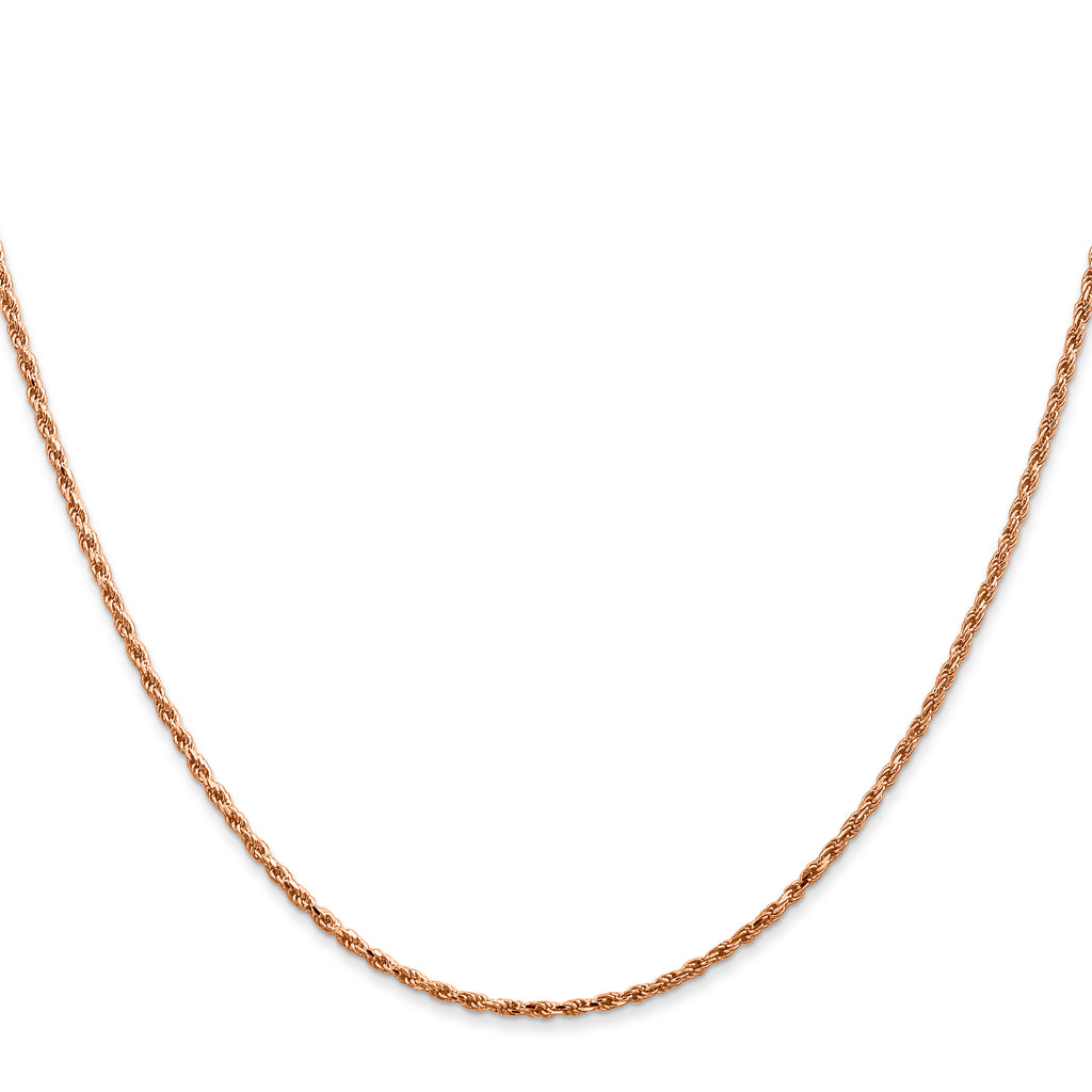 14K Rose Gold Solid Diamond-Cut Rope Chain Necklace 1.5mm
