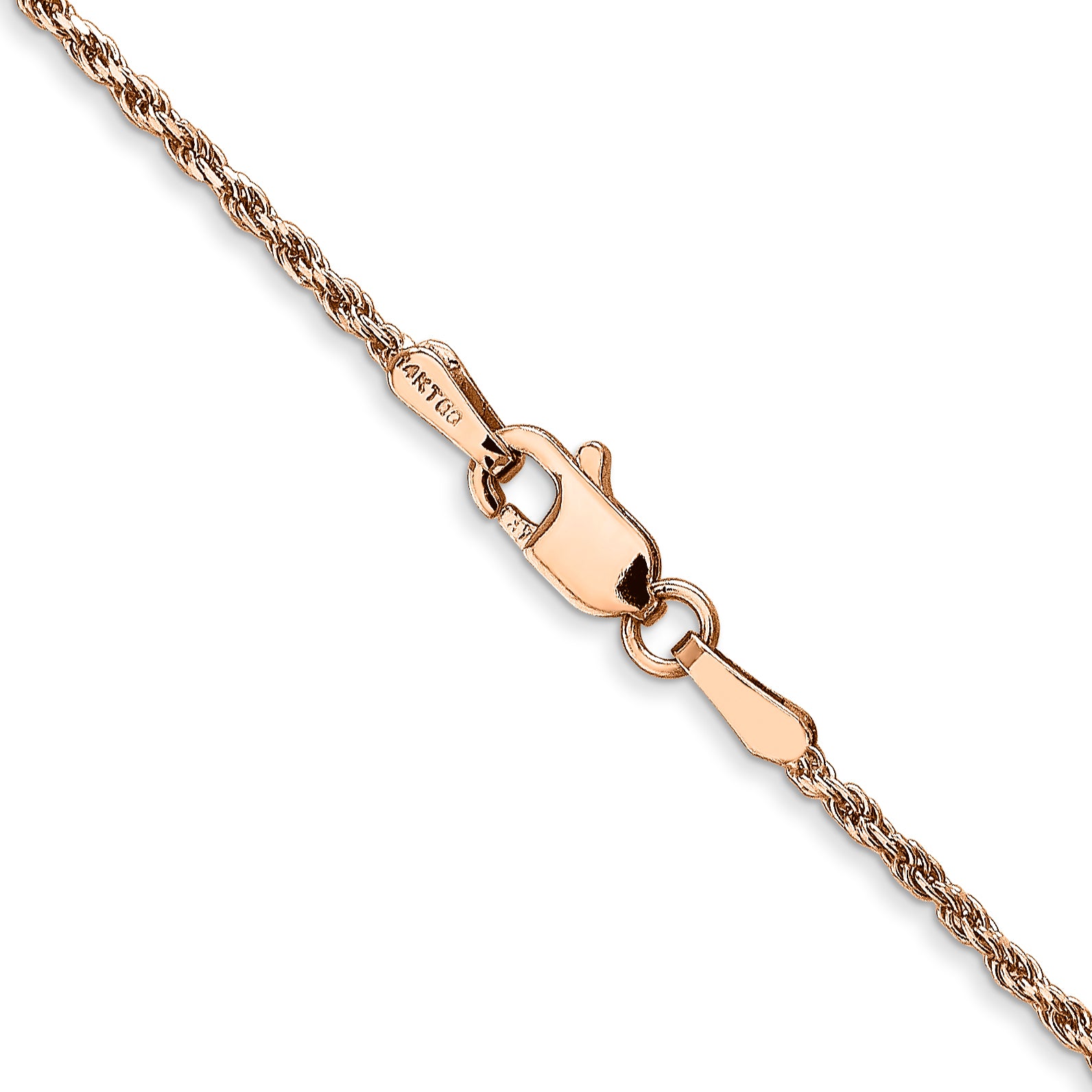 14K Rose Gold Solid Diamond-Cut Rope Chain Necklace 1.5mm