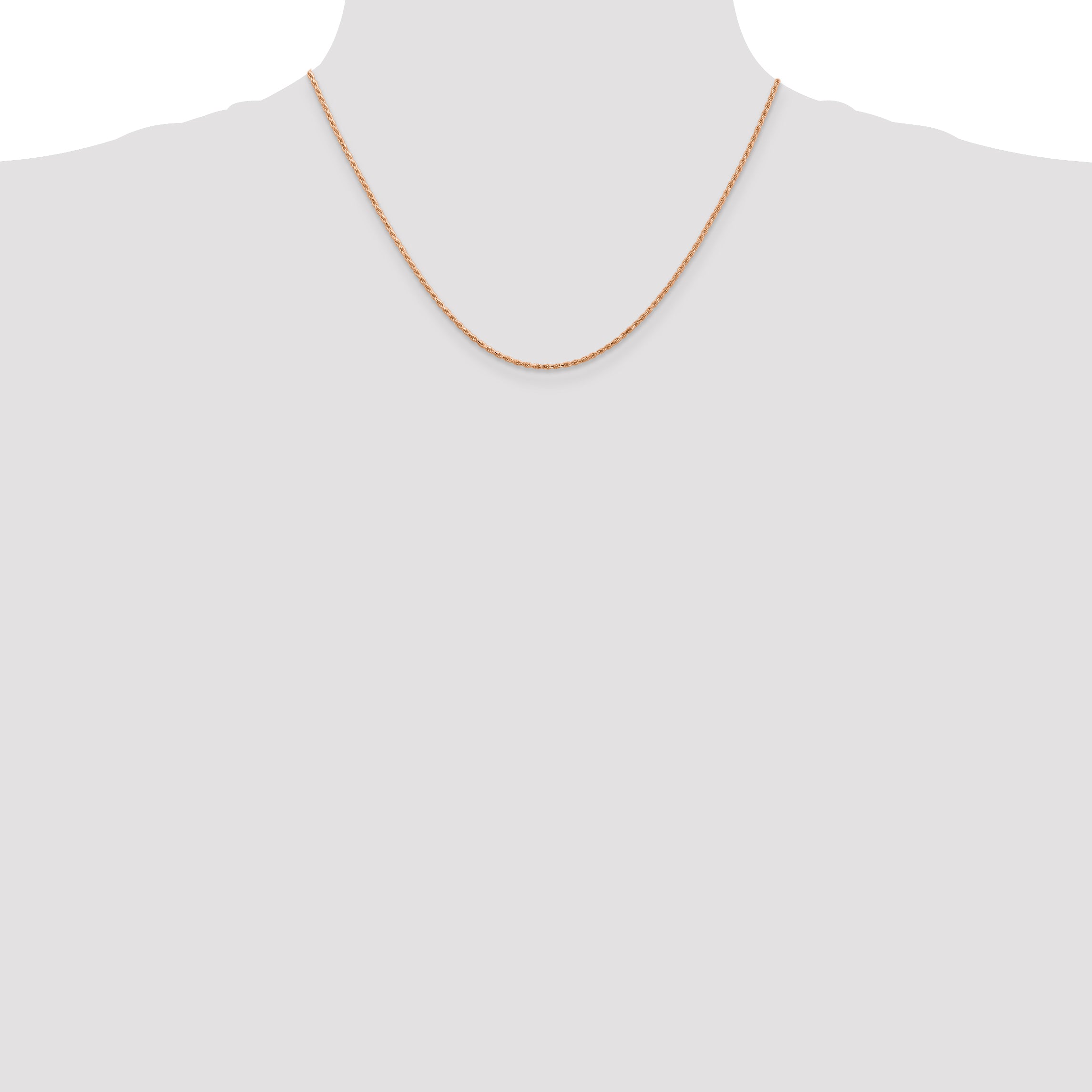 14K Rose Gold Solid Diamond-Cut Rope Chain Necklace 1.5mm