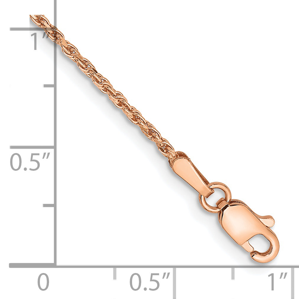 14K Rose Gold 7 inch 1.5mm Diamond-cut Man Made Rope with Lobster Clasp Chain Secondary image