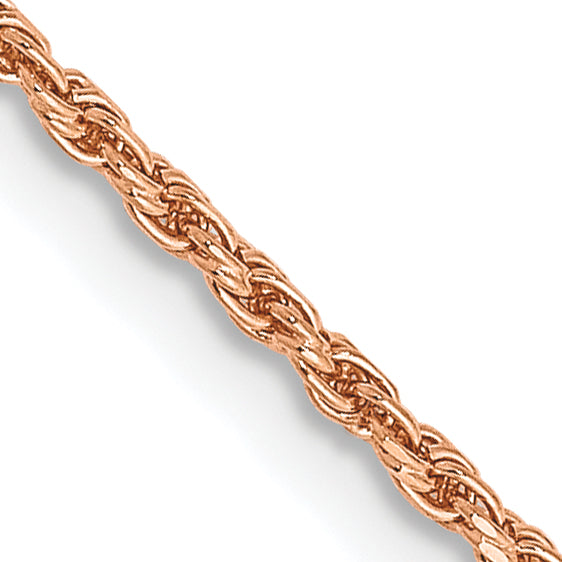 14K Rose Gold Solid Diamond-Cut Rope Chain Necklace 1.5mm