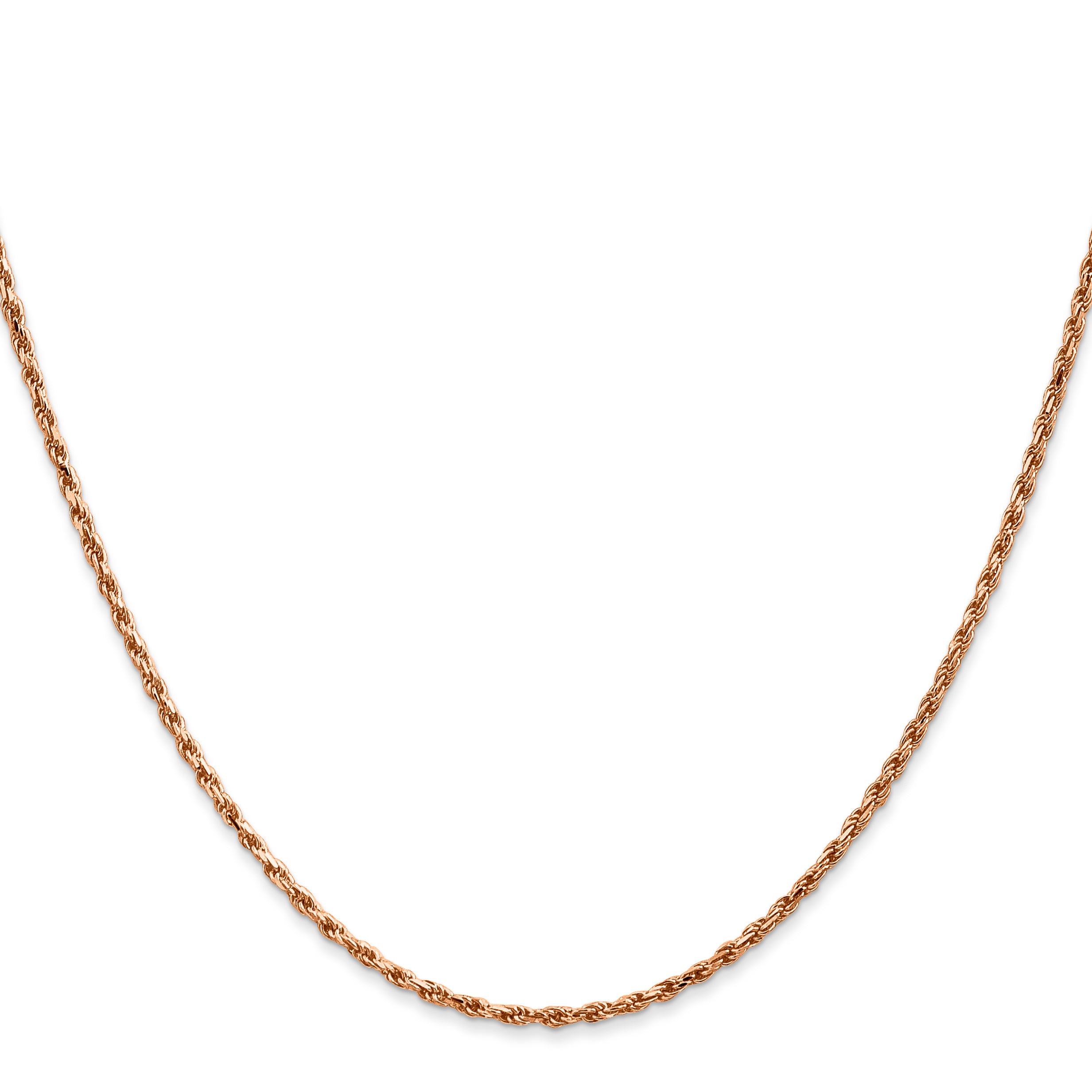 14K Rose Gold Solid Diamond-Cut Rope Chain Necklace 1.8mm