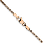 14K Rose Gold Solid Diamond-Cut Rope Chain Necklace 1.8mm