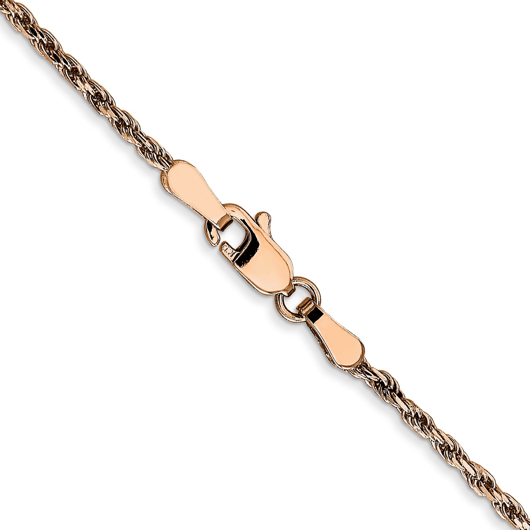 14K Rose Gold Solid Diamond-Cut Rope Chain Necklace 1.8mm