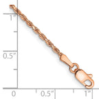 14K Rose Gold 9 inch 1.8mm Diamond-cut Man Made Rope with Lobster Clasp Anklet