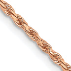 14K Rose Gold Solid Diamond-Cut Rope Chain Necklace 1.8mm