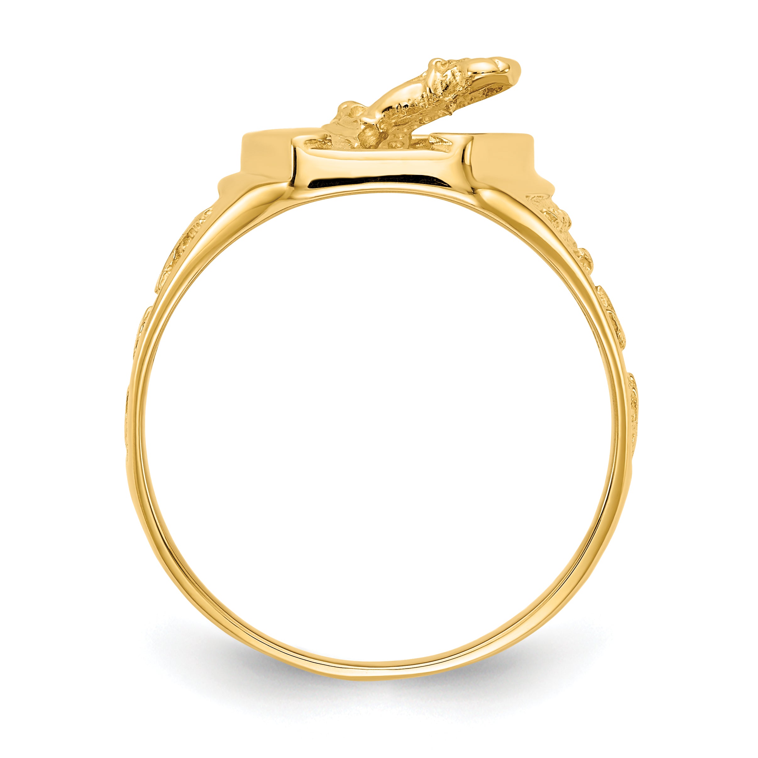 14k Polished Horseshoe with Horse in Center Ring Secondary image