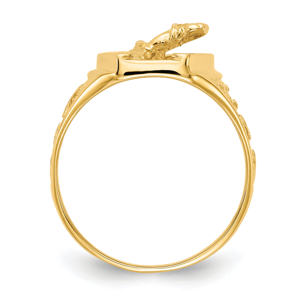 14k Polished Horseshoe with Horse in Center Ring