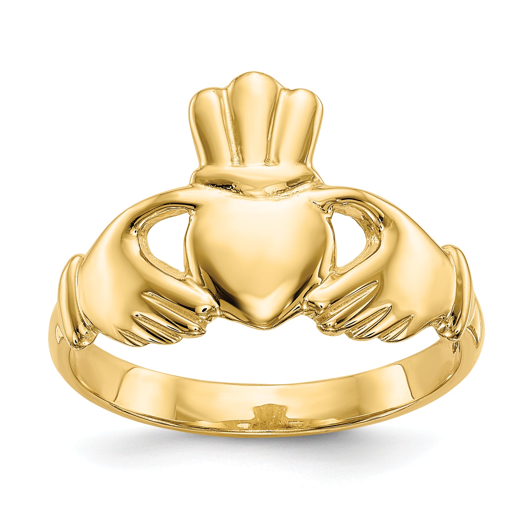 14k Polished Claddagh Ring