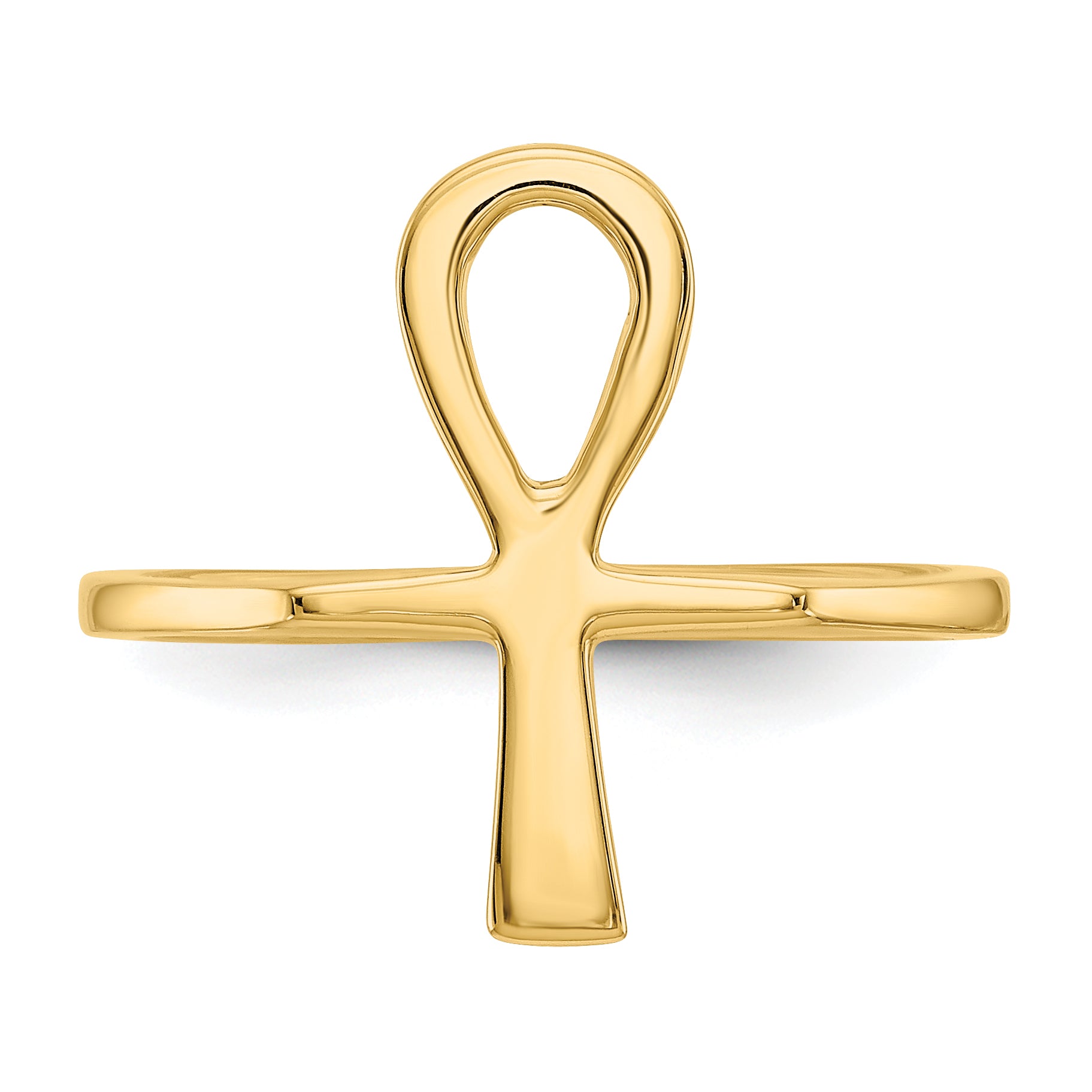 14k Polished Ankh Egyptian Cross Ring