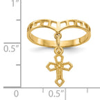 14k Polished Cross Dangle Charm Ring
