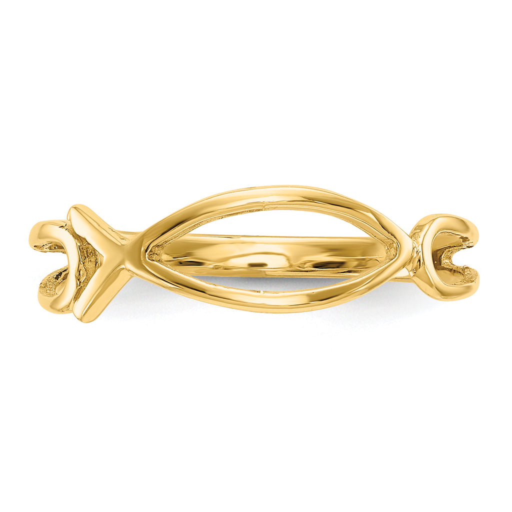14k Polished Ichthus Fish Ring