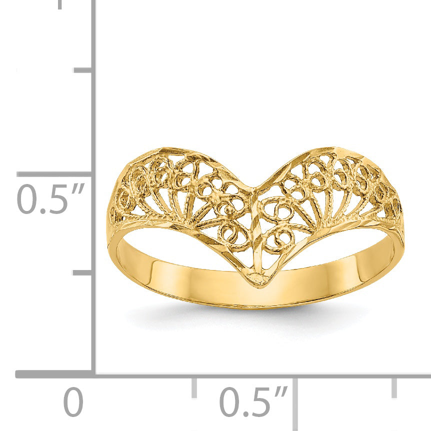 14k Diamond-Cut Filigree Ring