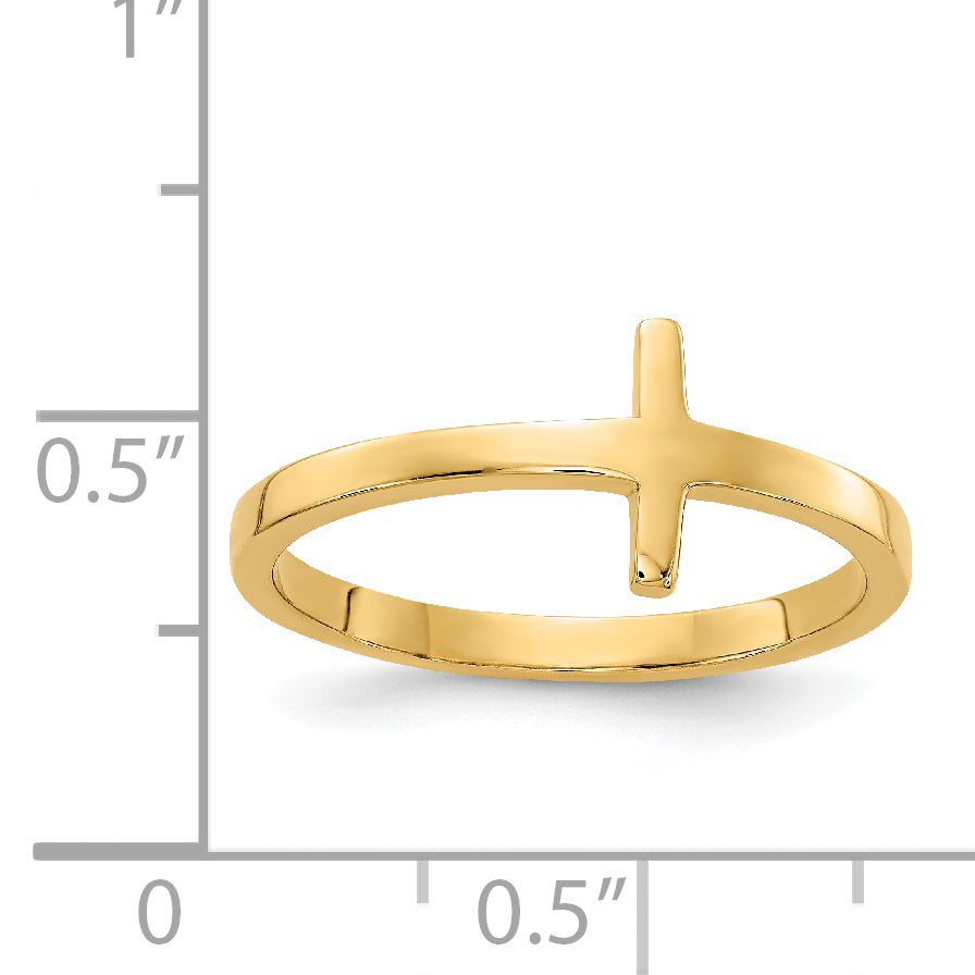 10k YG Sideways Cross Ring