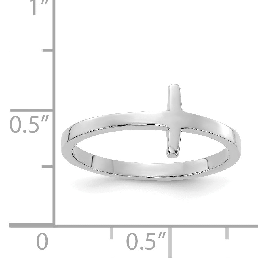 10k White Gold Sideways Cross Ring
