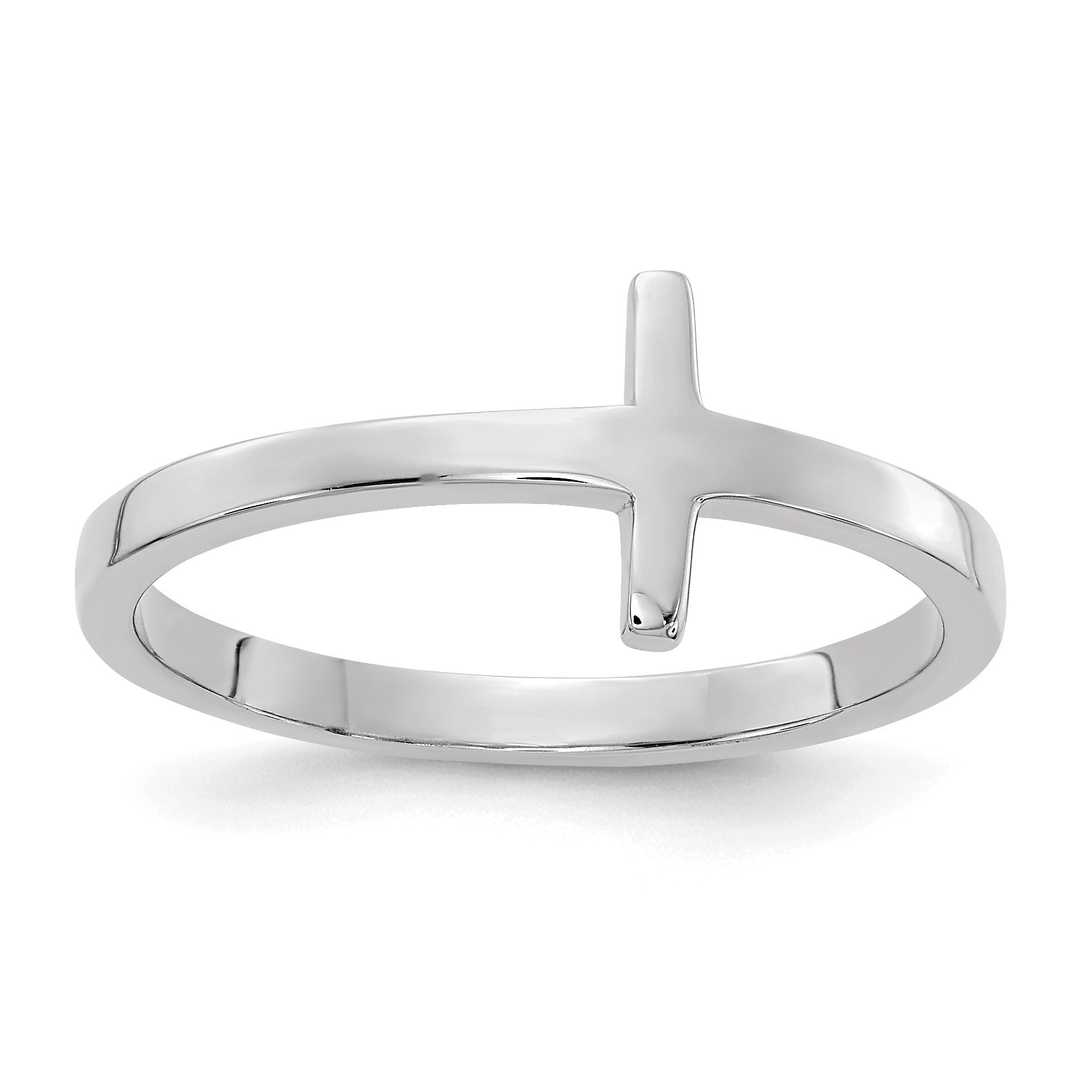 10k White Gold Sideways Cross Ring Main image
