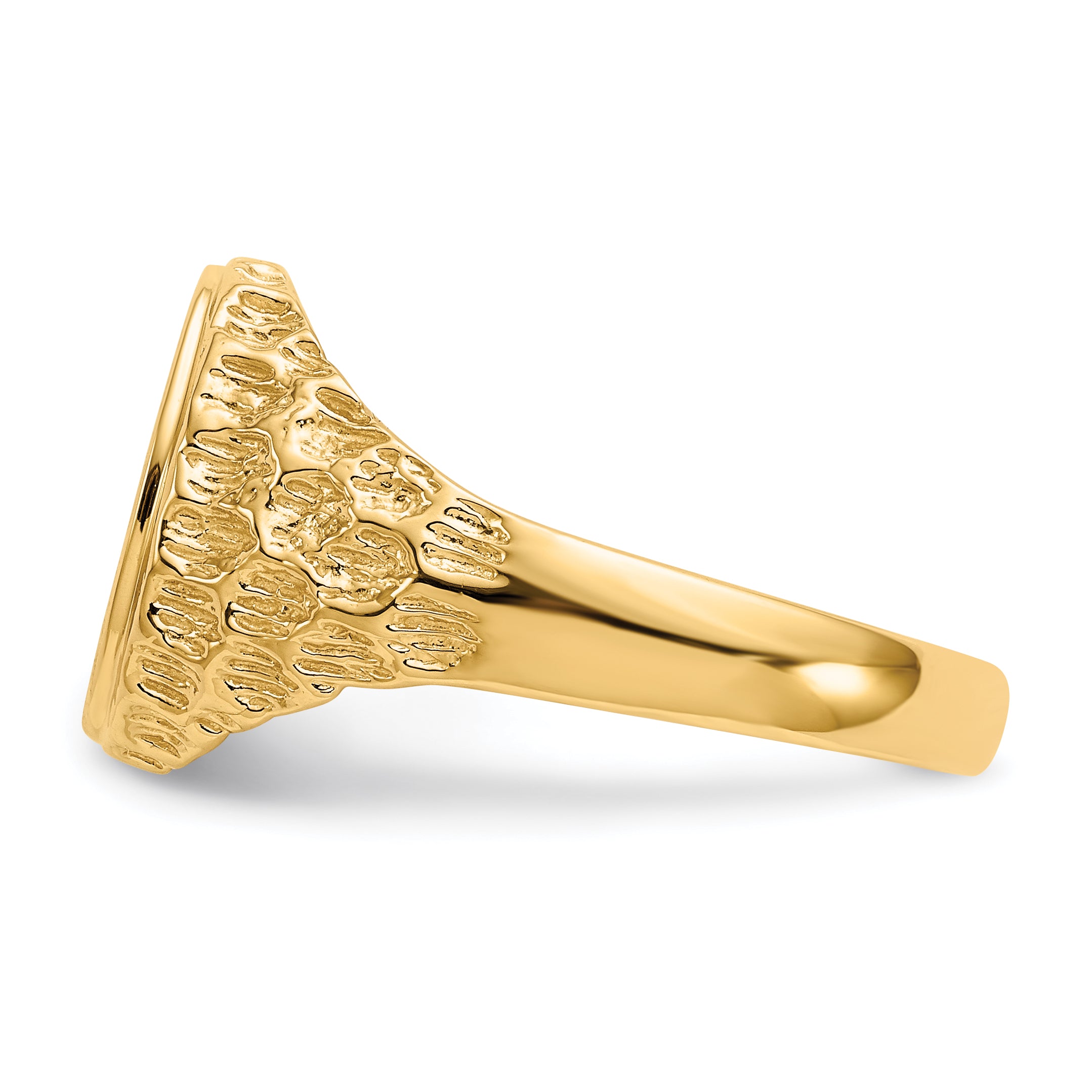 14k 10.5x12.5mm Open Back Mens Signet Ring