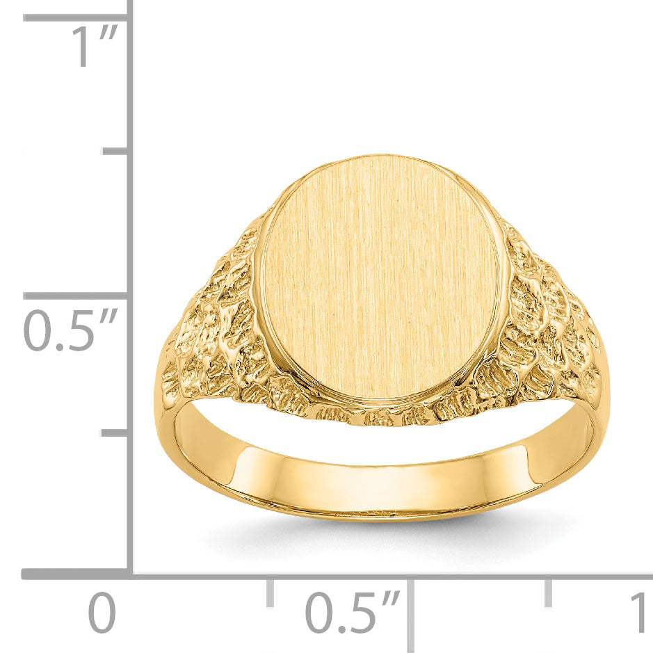 14k 10.5x12.5mm Open Back Mens Signet Ring