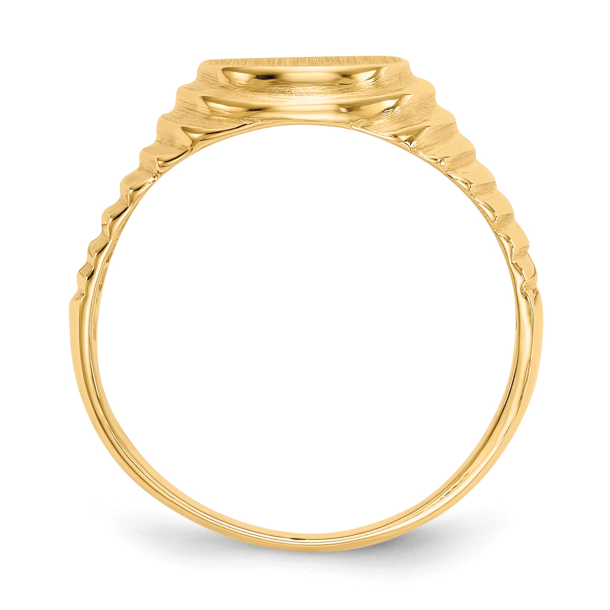 14k 10.5x9.5mm Open Back Mens Signet Ring