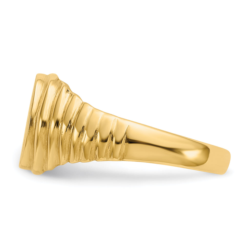 14k 10.5x9.5mm Open Back Mens Signet Ring
