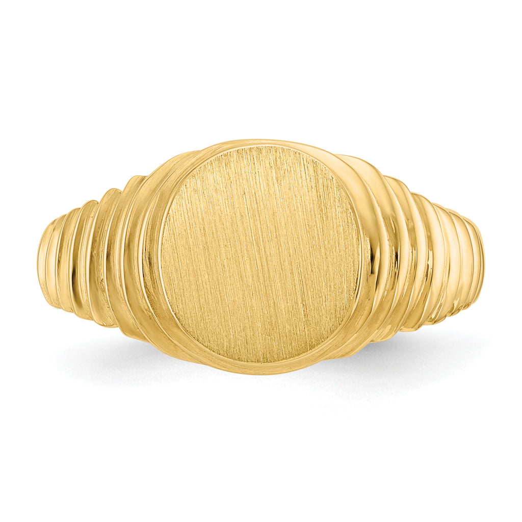 14k 10.5x9.5mm Open Back Mens Signet Ring