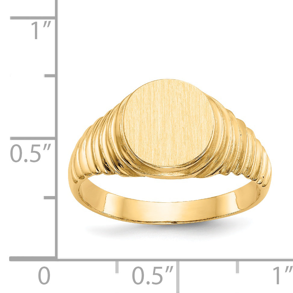 14k 10.5x9.5mm Open Back Mens Signet Ring