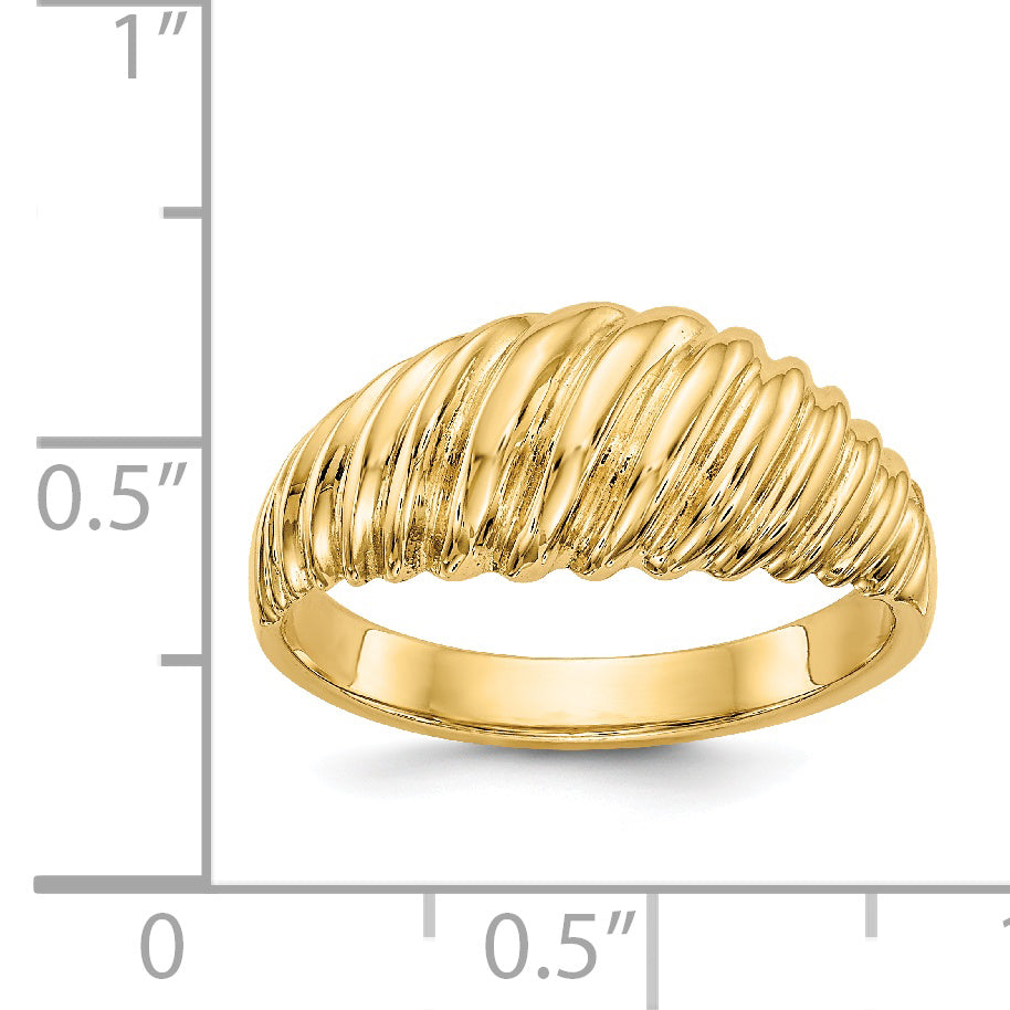 14k Polished Scalloped Dome Ring