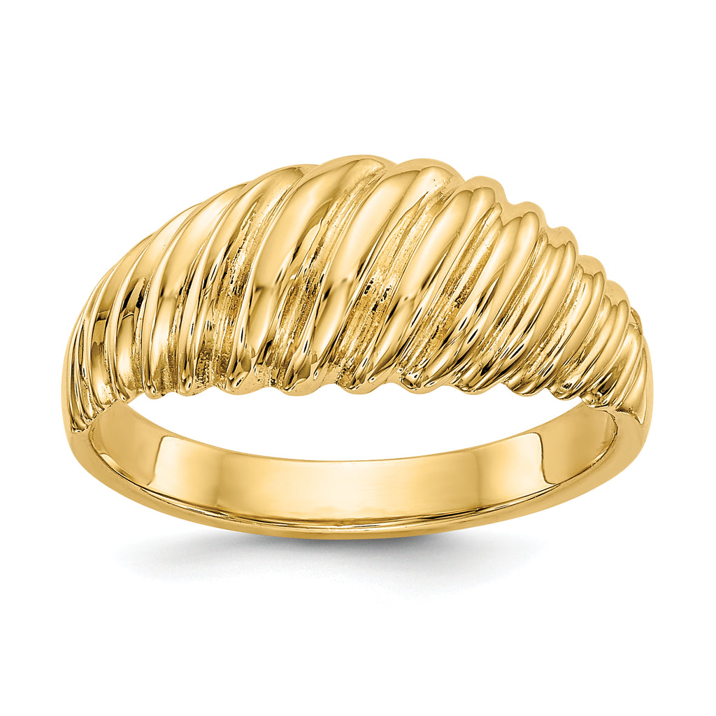 14k Polished Scalloped Dome Ring