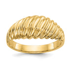 14k Polished Scalloped Dome Ring
