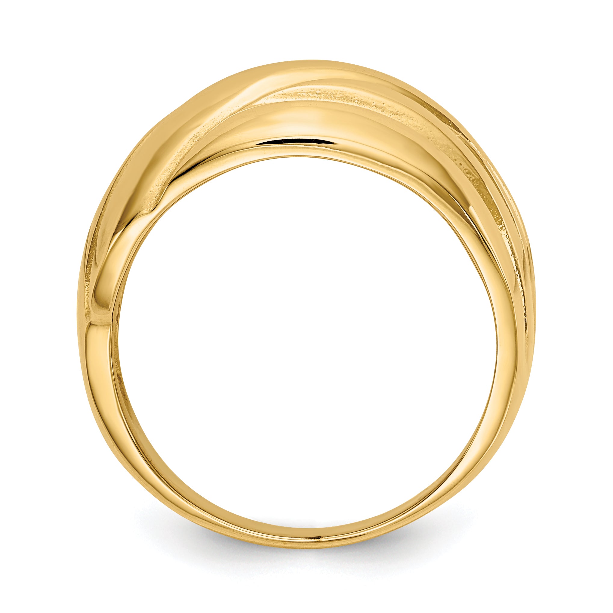 14k Polished Scalloped Dome Ring