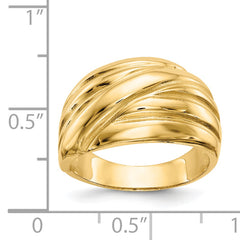 14k Polished Scalloped Dome Ring