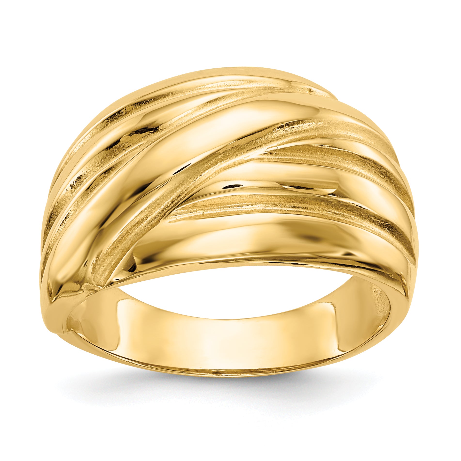 14k Polished Scalloped Dome Ring Main image