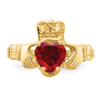 14k January CZ Birthstone Claddagh Ring