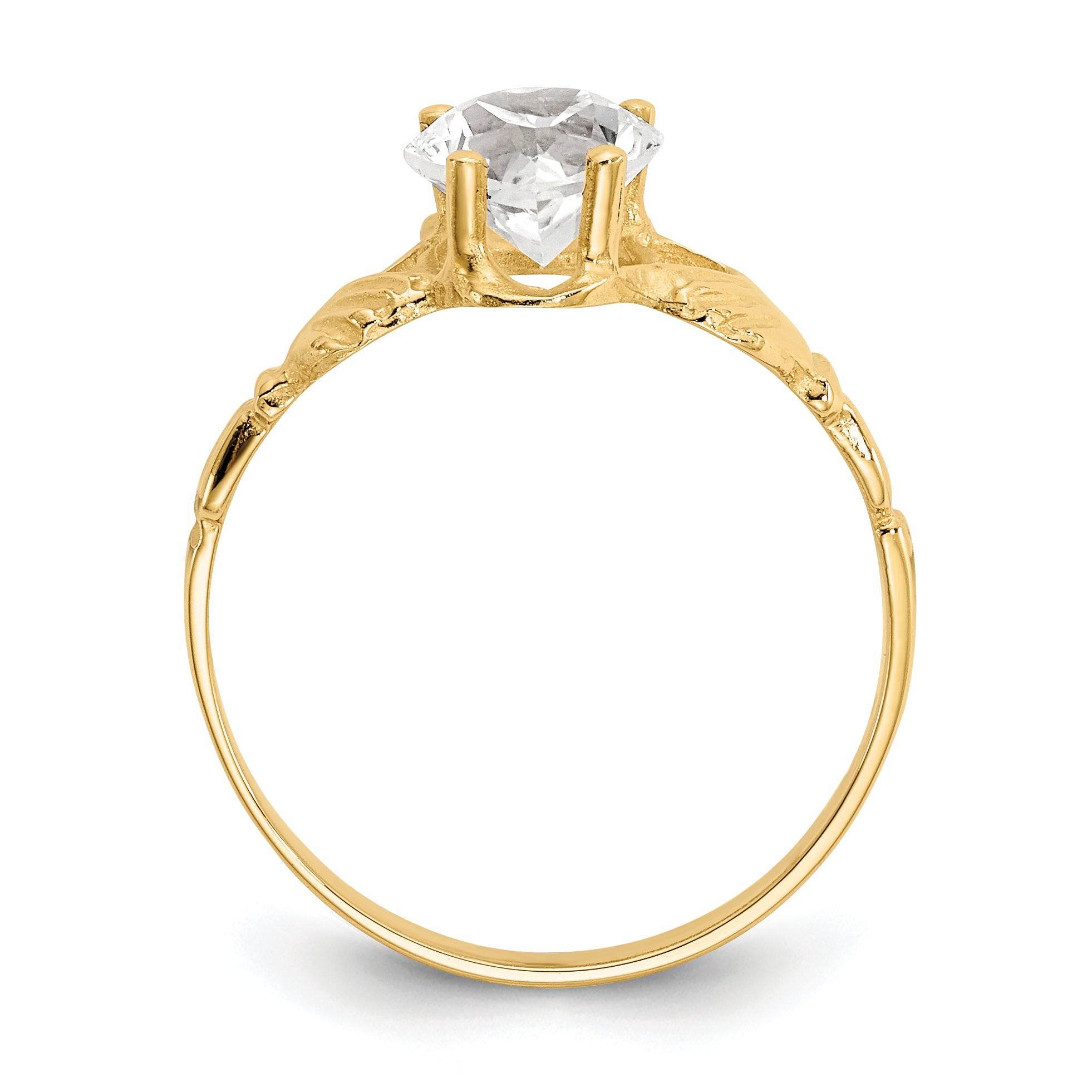 14k April CZ Birthstone Claddagh Ring Secondary image