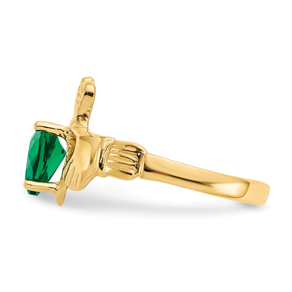 14k May CZ Birthstone Claddagh Ring