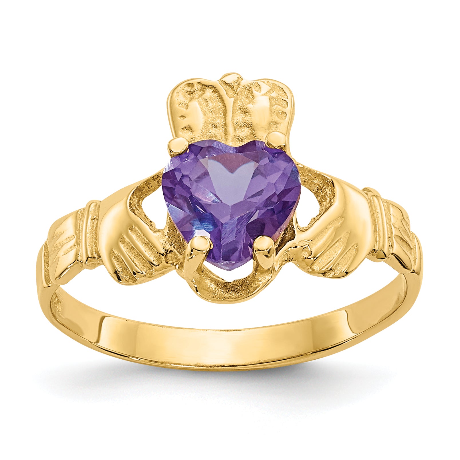 14k June CZ Birthstone Claddagh Ring Main image