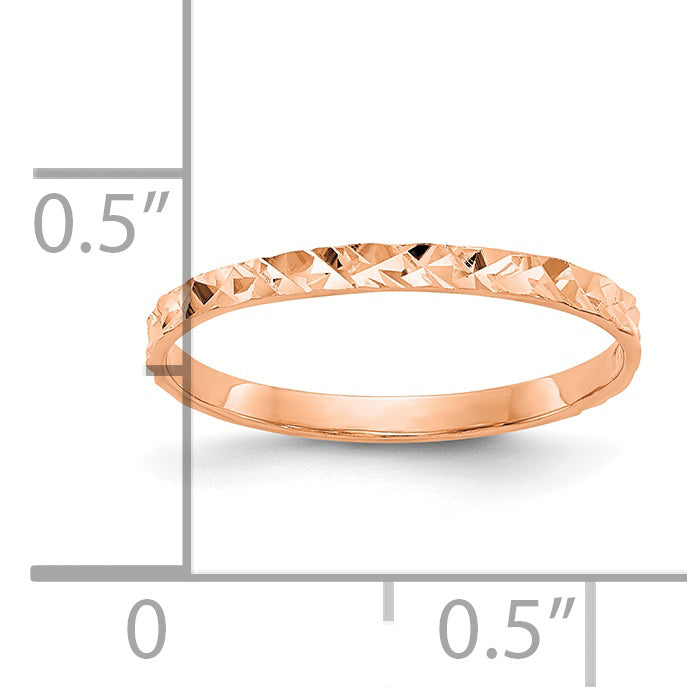 14K Rose Gold Diamond-cut Design Band Childs Ring Secondary image