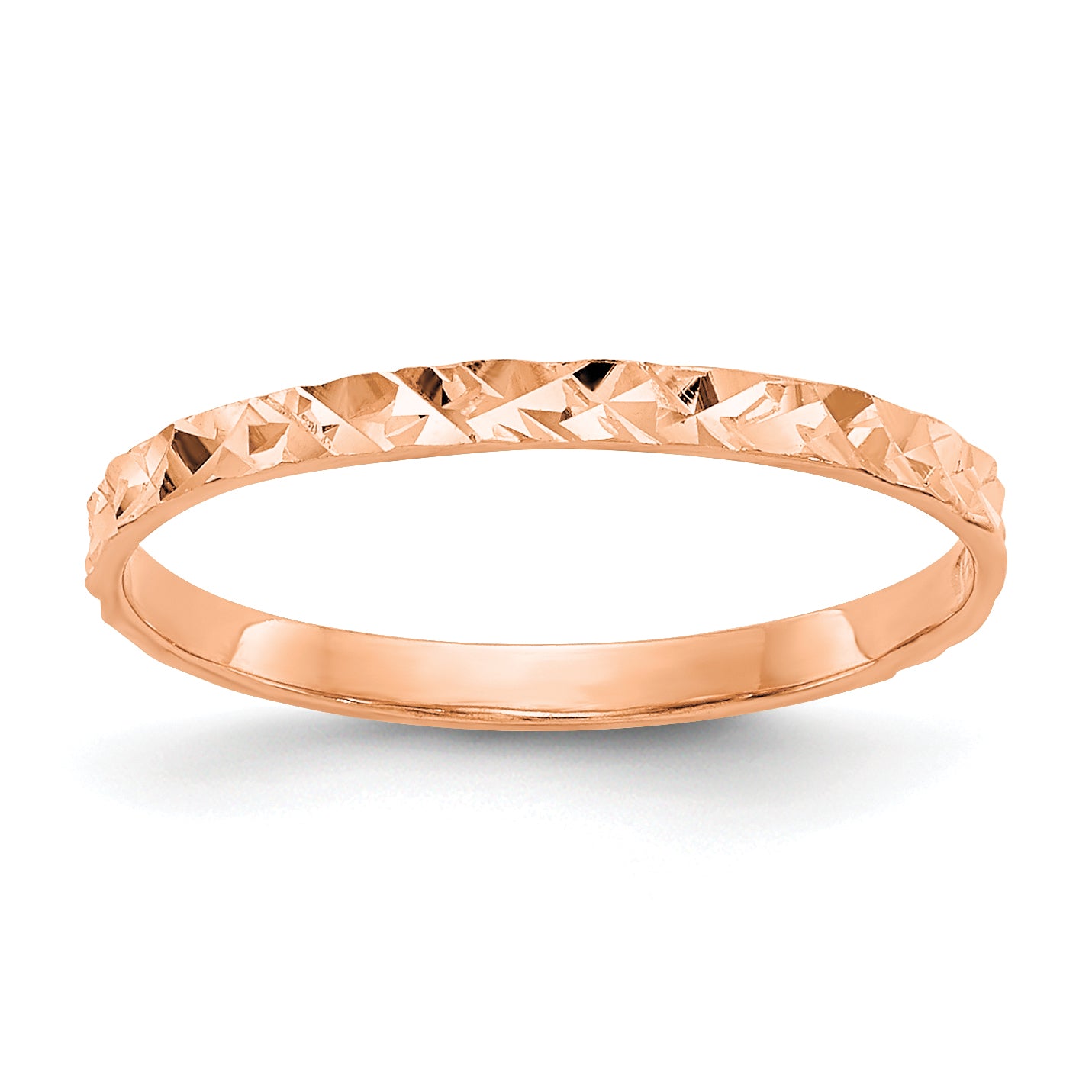 14K Rose Gold Diamond-cut Design Band Childs Ring Main image