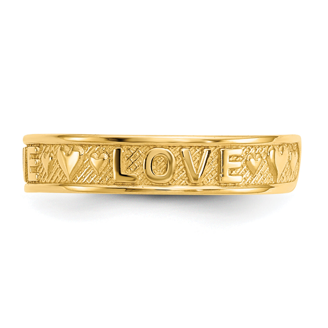 14K Polished LOVE and Hearts Toe Ring