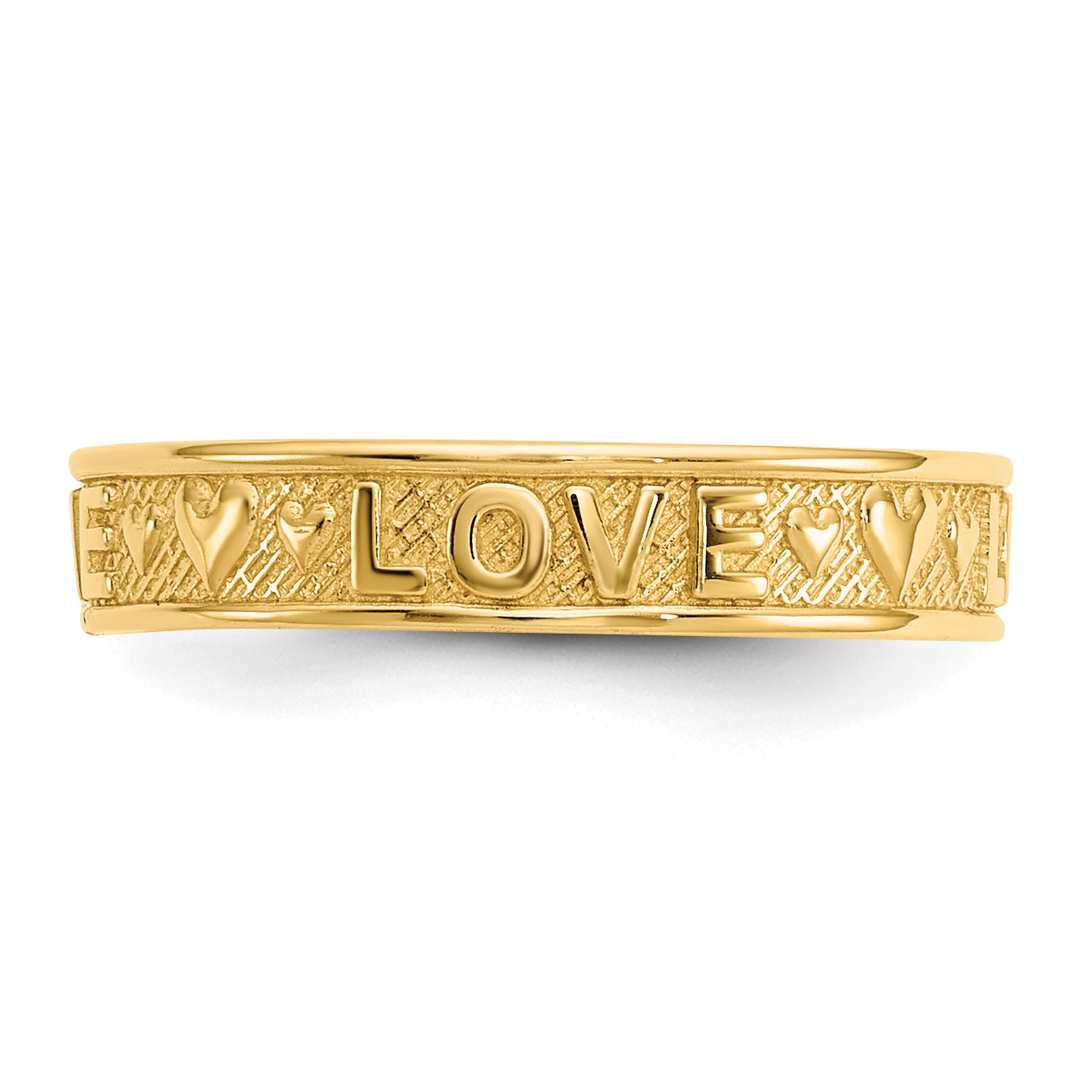 14K Polished LOVE and Hearts Toe Ring