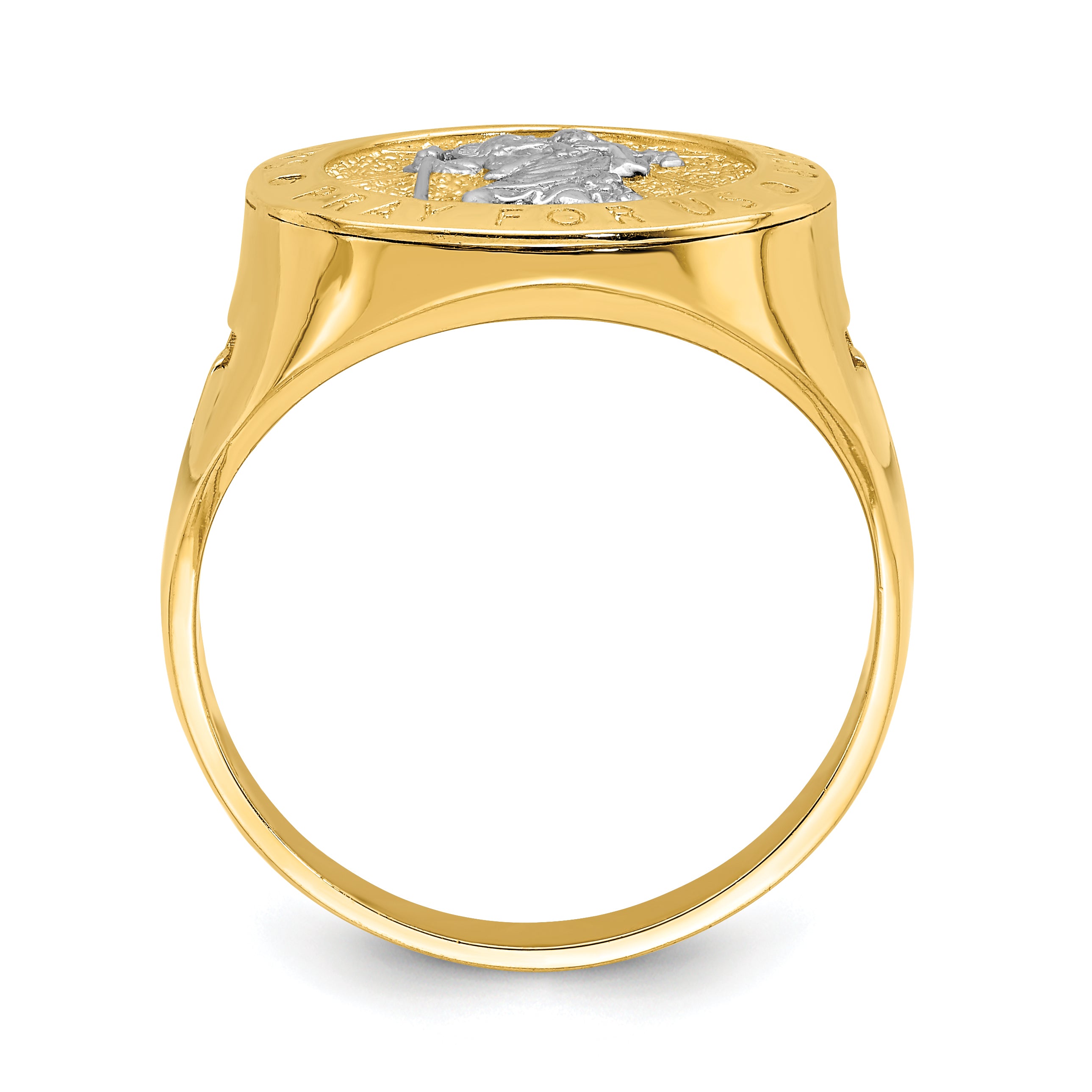 14K w/Rhodium Saint Christopher Ring Secondary image