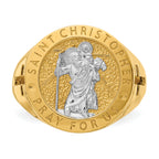 14K w/Rhodium Saint Christopher Ring