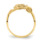 14K Polished / Textured / 2-D Seahorse Ring (Size 7)