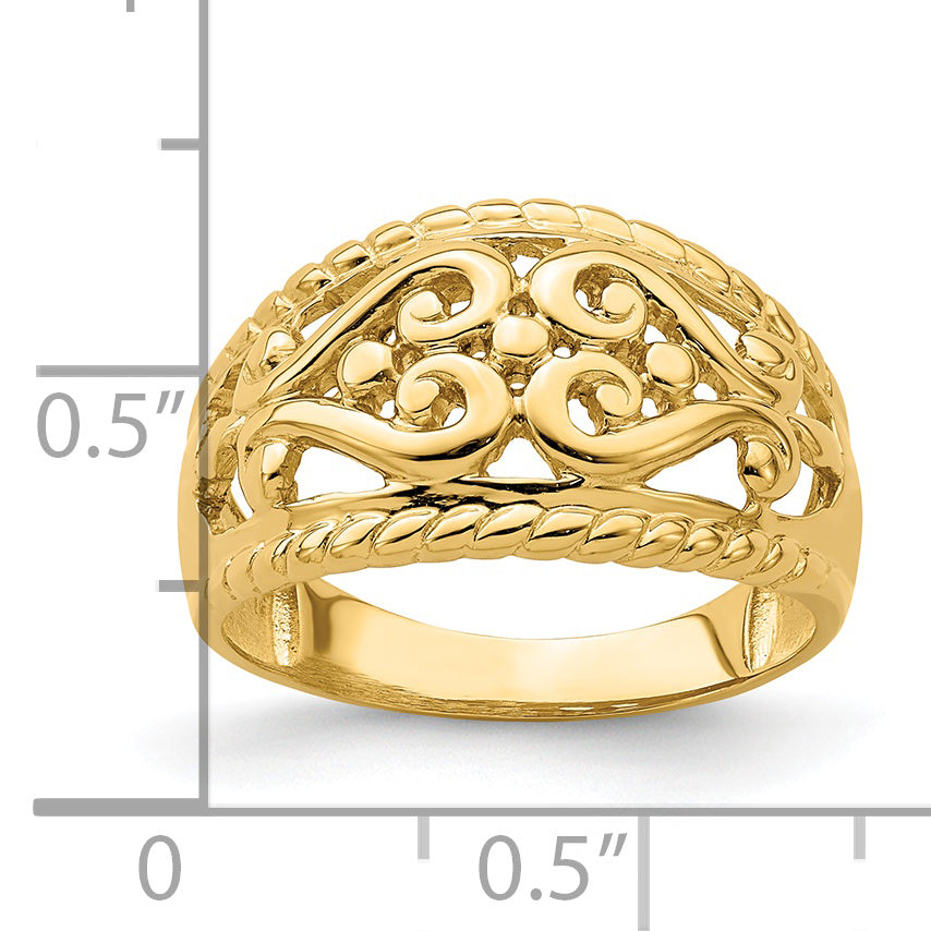 14k Polished Cut-Out Heart Design Band