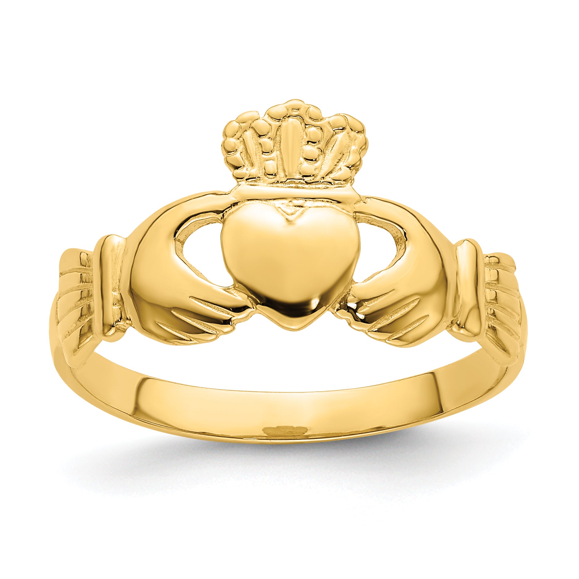 14k Polished Claddagh Ring (size 7) Main image