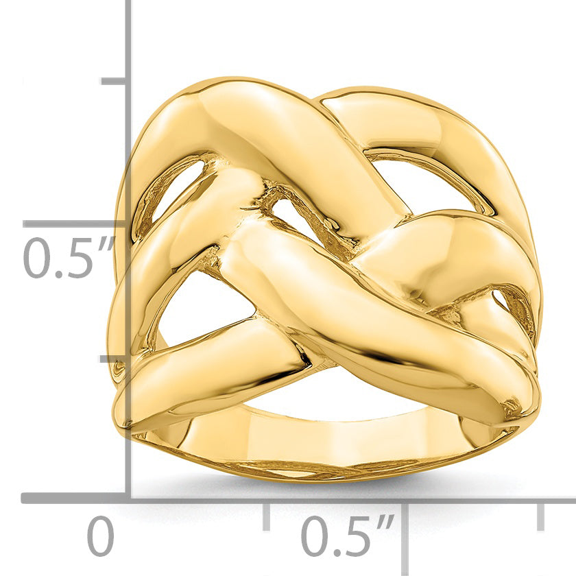 14k Polished Bold Basket Weave Dome Ring